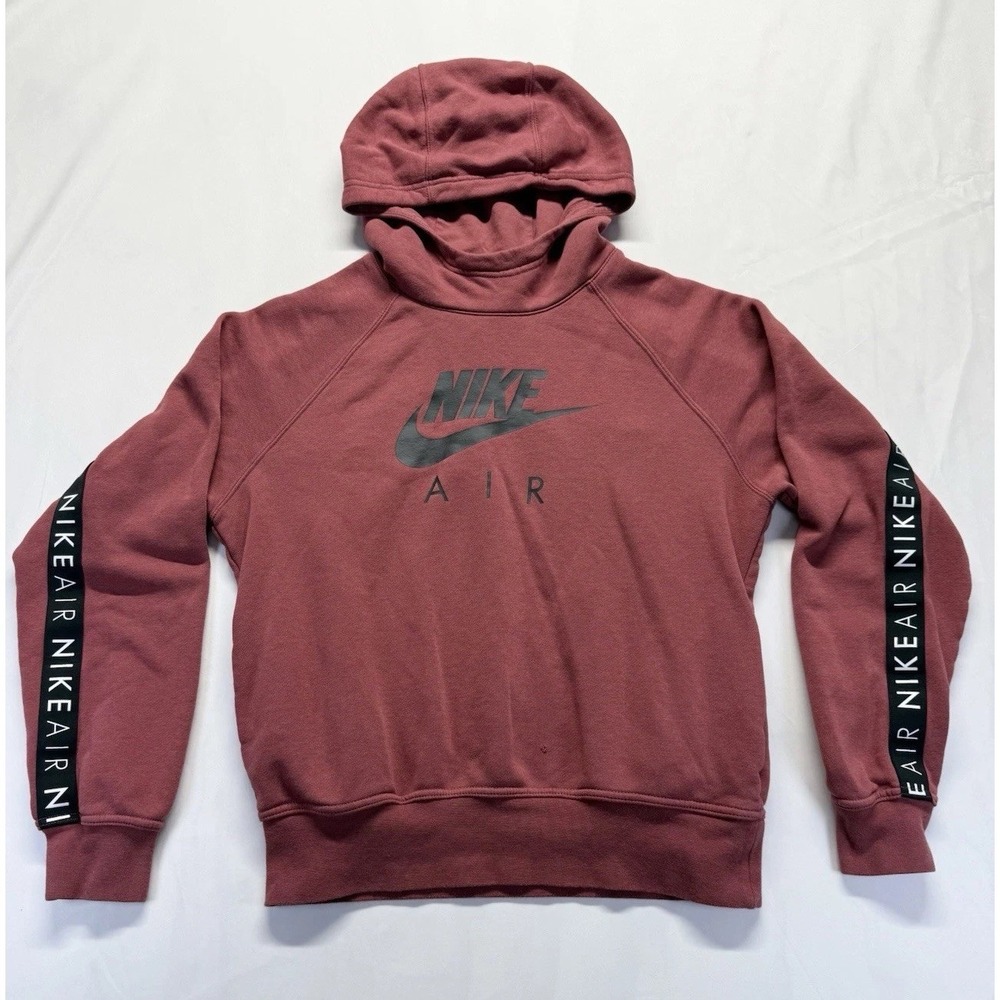 Nike Air Sleeve Tape Logo Pullover Hoodie Mens M maroon streetwear athletic